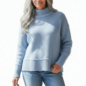 Oliver O Cowl Neck Sweater Womens Size Large Light Blue Fuzzy Knit